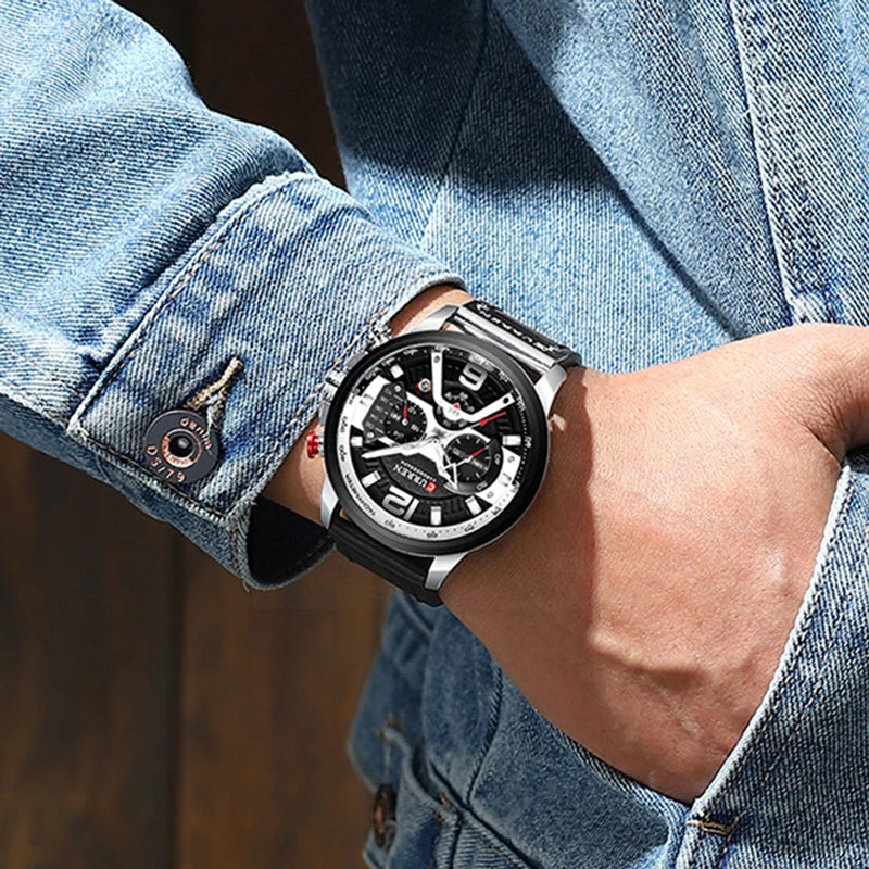 Men's Casual Luxury Military Sport Watch Leather Wrist