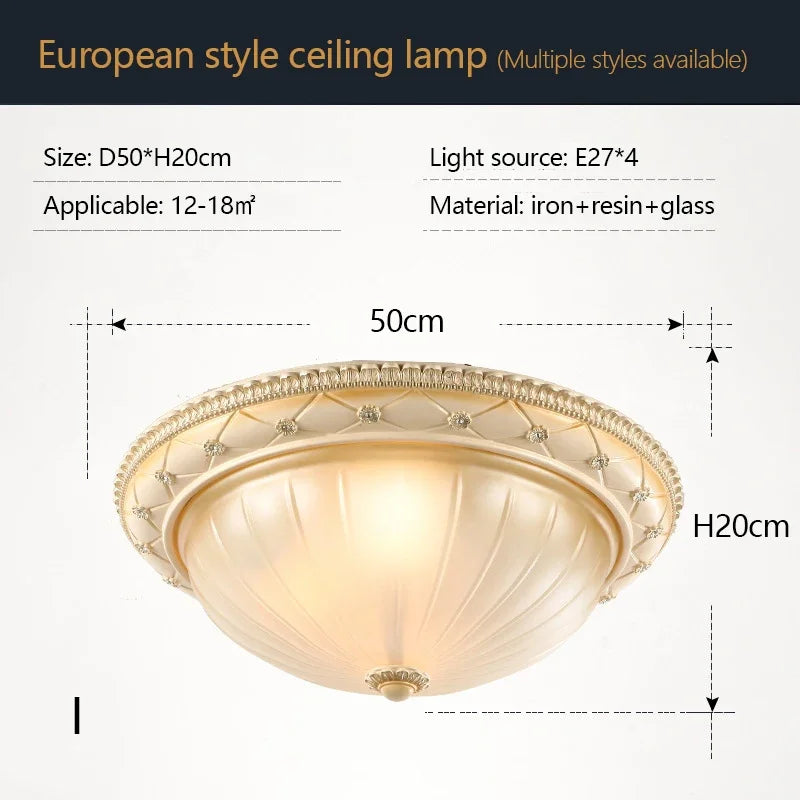Simple Retro European Home Decor Resin Led Ceiling Lamps