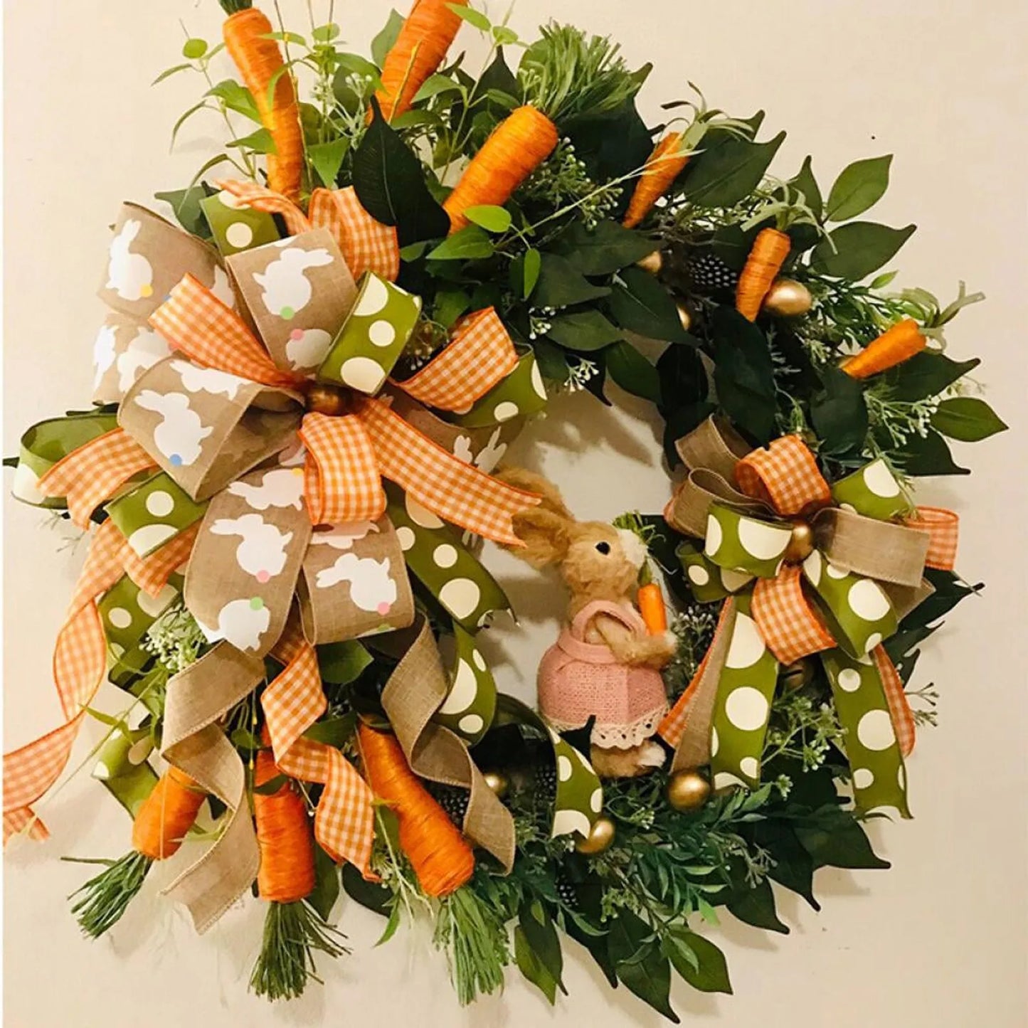 Bow Ribbon Easter Eggs Wreath Front Door Decor