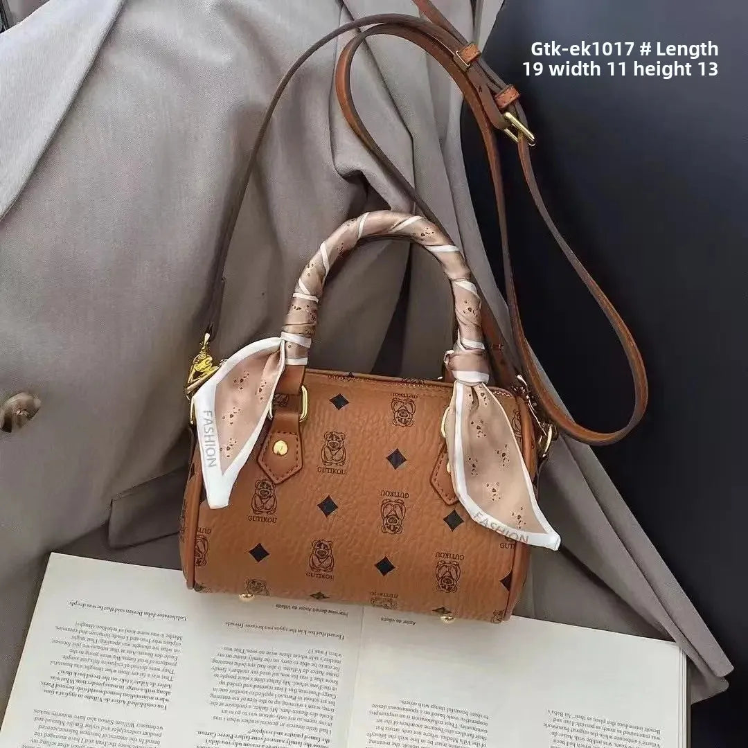 Fashionable Versatile Women's Handbag Shoulder Bag Soft Polyester Fiber Lining Zipper Closure