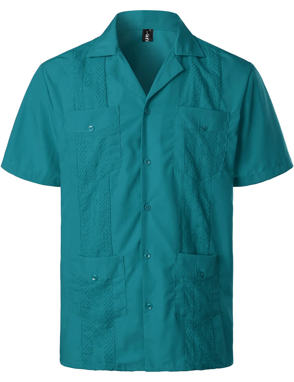 Men's Cuban Shirts Multiple Pockets Lapel Short Sleeves Cardigan
