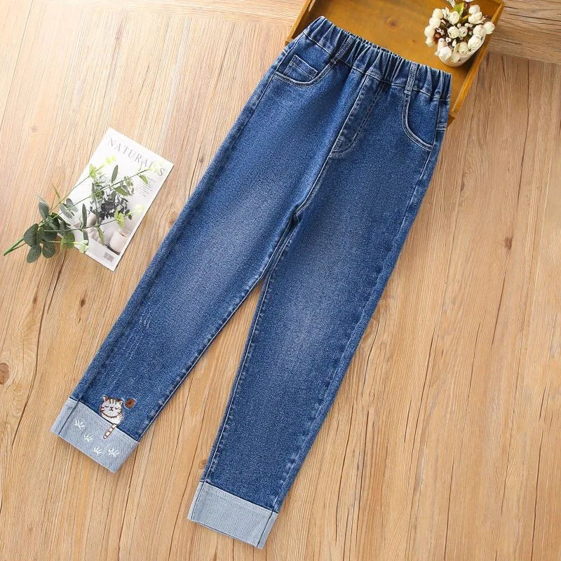 Casual Embroidery Design Kids Teen Jeans