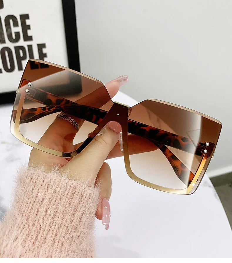 European & American Style Half-frame Metal Sunglasses Fashion Slim Anti-uv Glasses