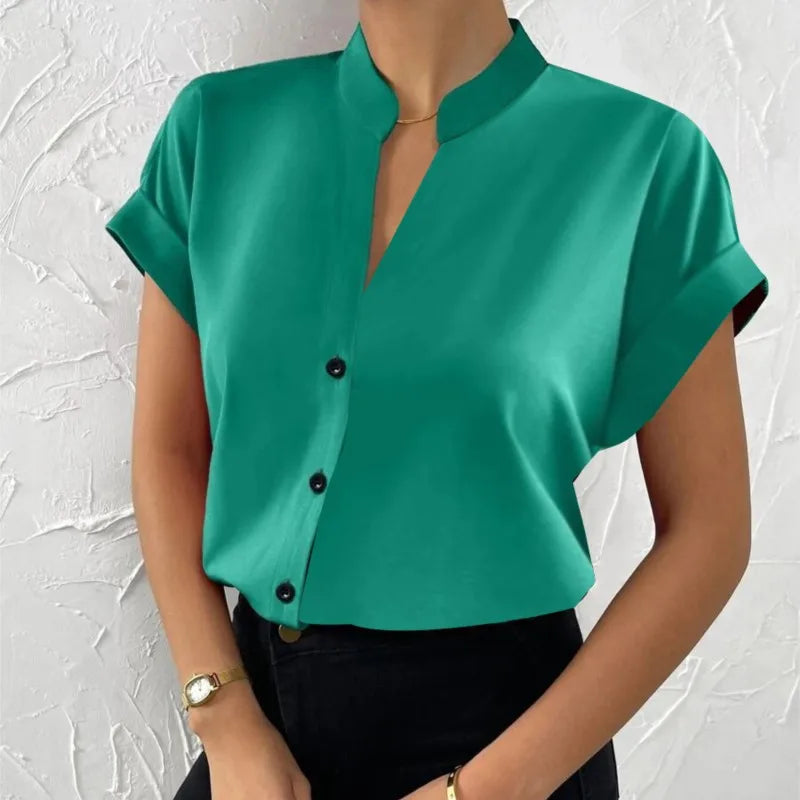 Elegant Summer V-neck Women's Shirt