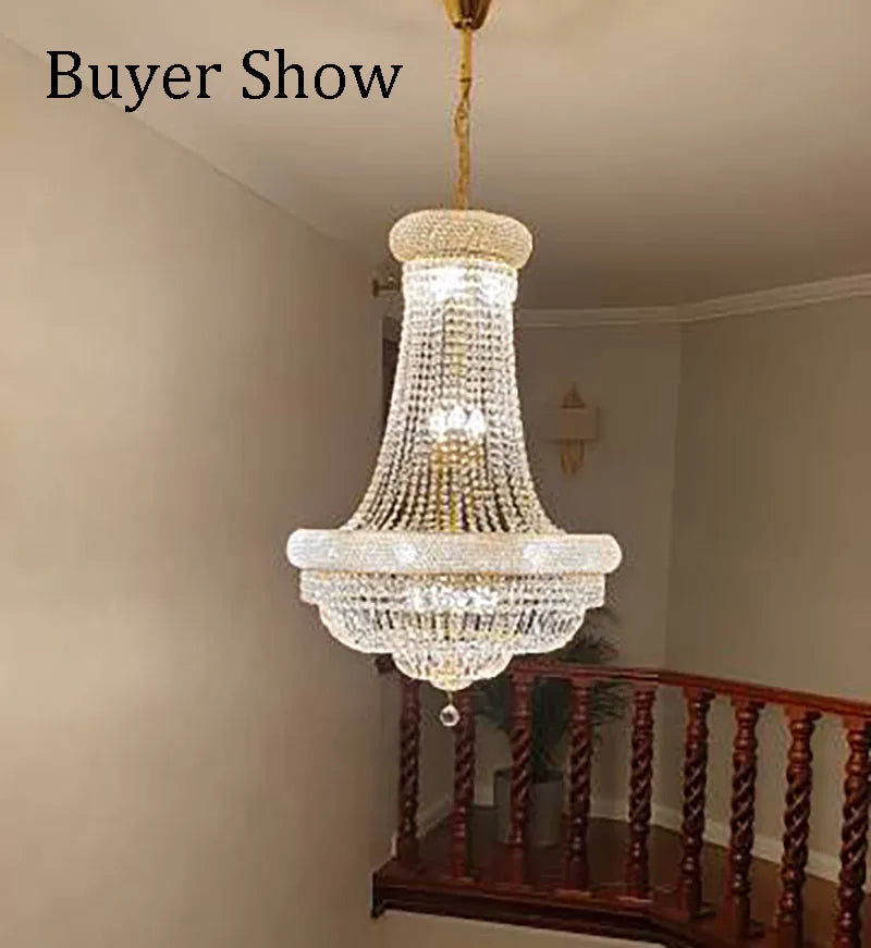 Empire Luxury Gold Crystal Chandelier for Foyer Kitchen Island light Staircases Ceiling Light Hanging Lamp