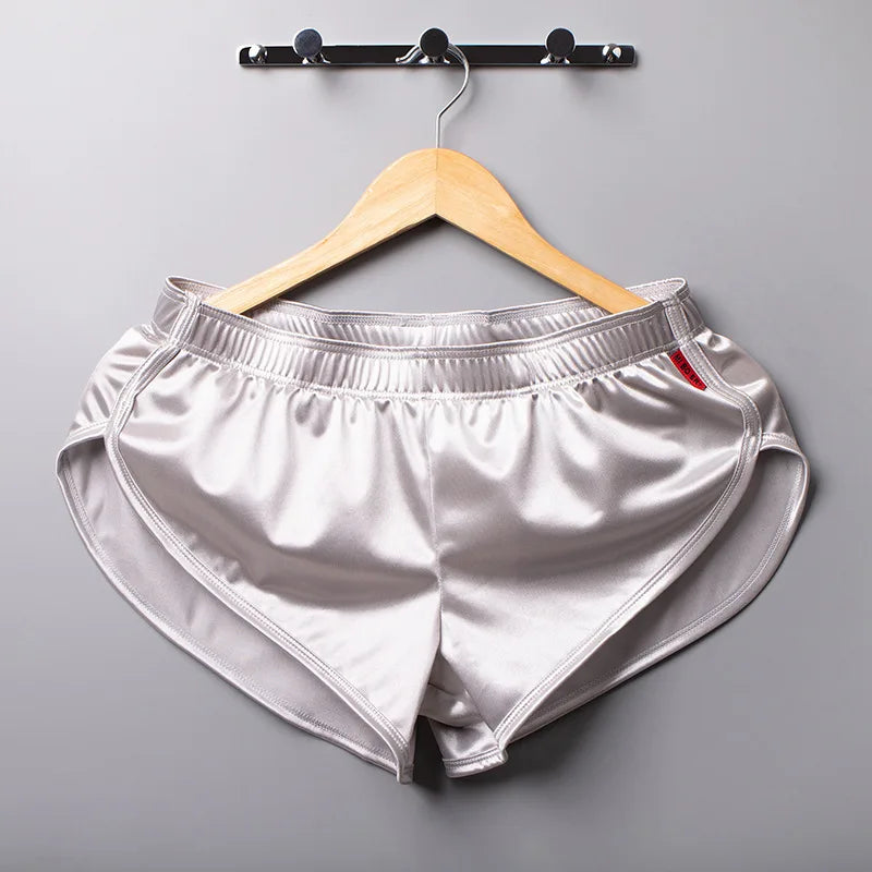 1 PCS Men's Sexy Pajamas Boxer Shorts Smooth Silk Underwear