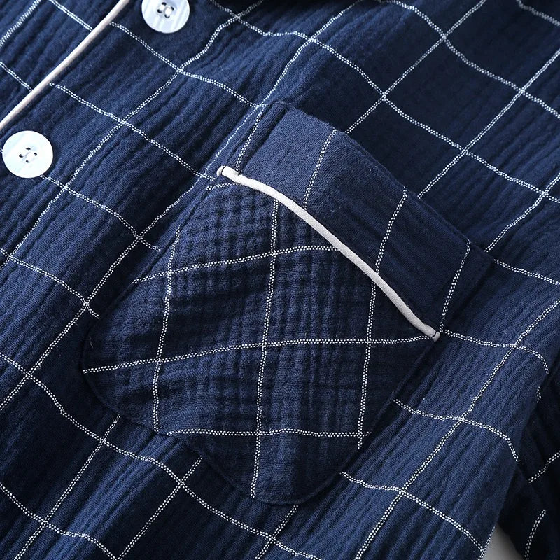 100% Cotton Summer Men Pajamas Japanese style 2 Piece Sleepwear