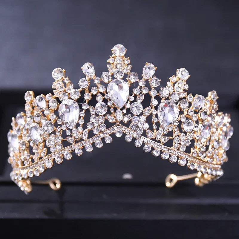 Gold Color Luxury Crystal Wedding Tiaras Crowns Party Rhinestone Prom Bridal Diadem Crown Tiara Hair Jewelry