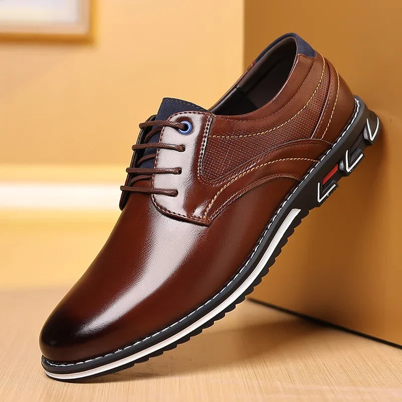 Elastic Band Leather Shoes for Men