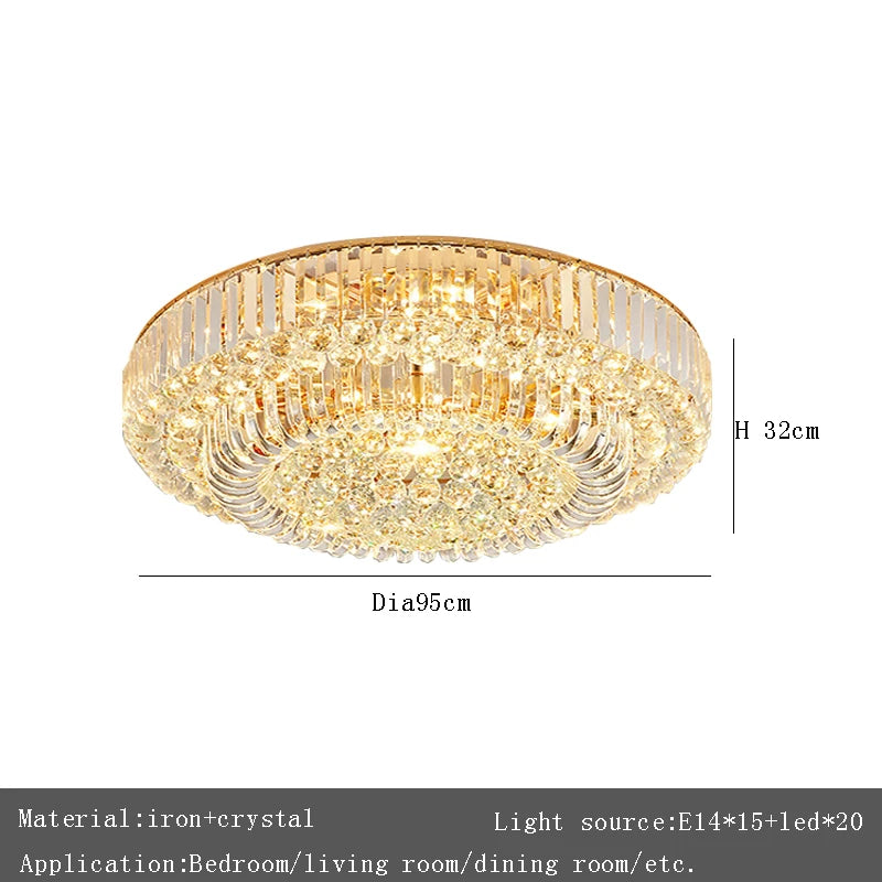 European Large Round Luxury Crystal Ceiling Chandelier