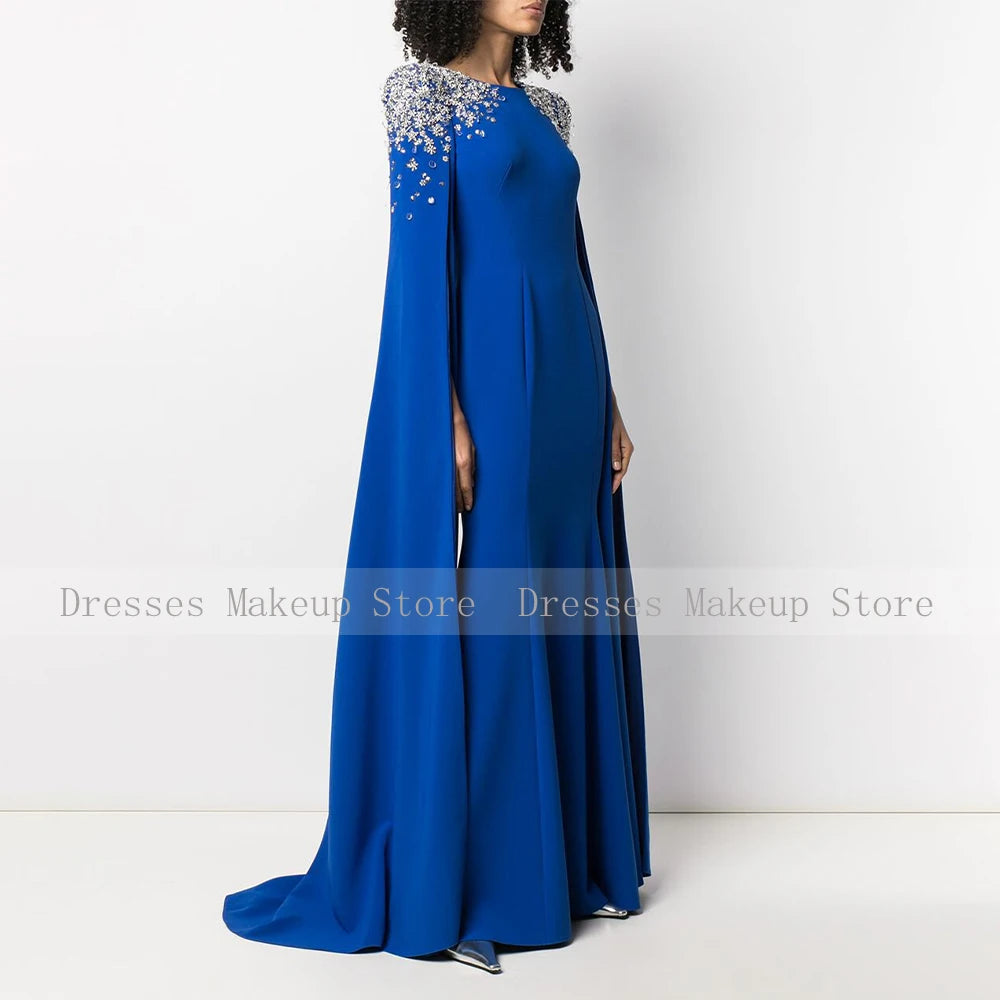 Luxury Formal Evening Dress Crystals Mermaid Dark Royal Blue