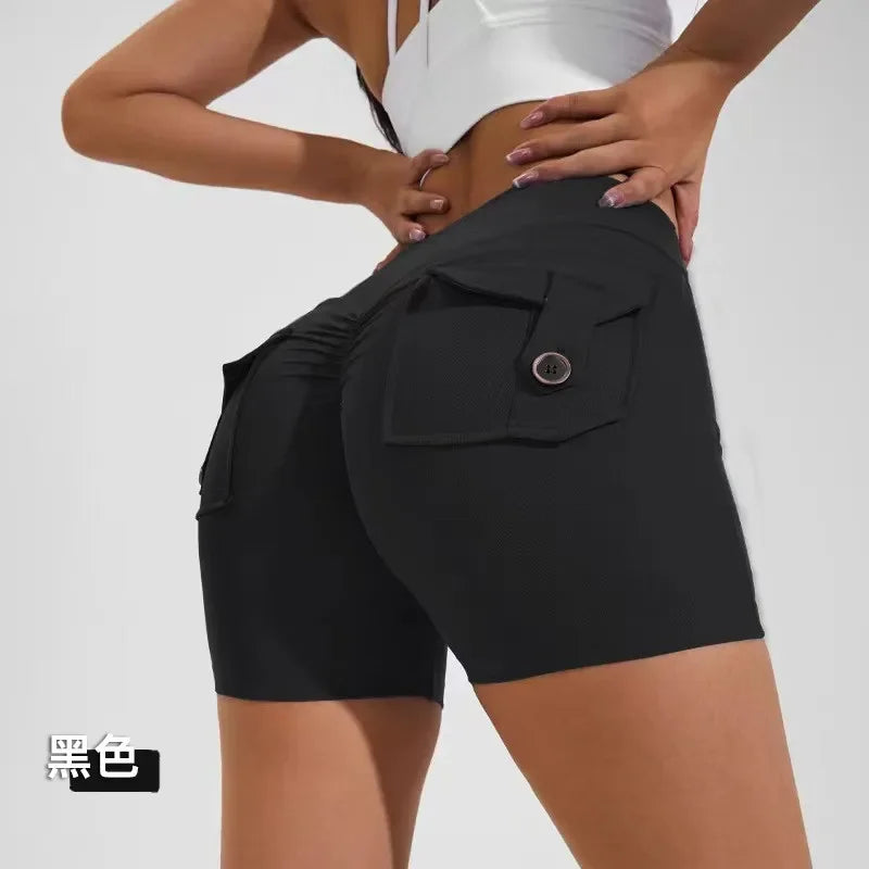 Summer Fitness Exercise Yoga Three-Quarter Pants Cargo Pocket Shorts