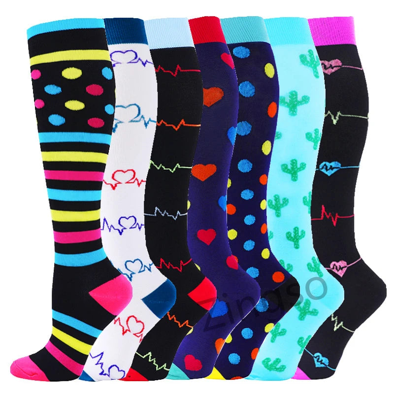 3/67 Pair Compression Stocking Women Men Knee High 30mmHg Edema Diabetes Varicose Veins Running Travel Sport Compression Socks