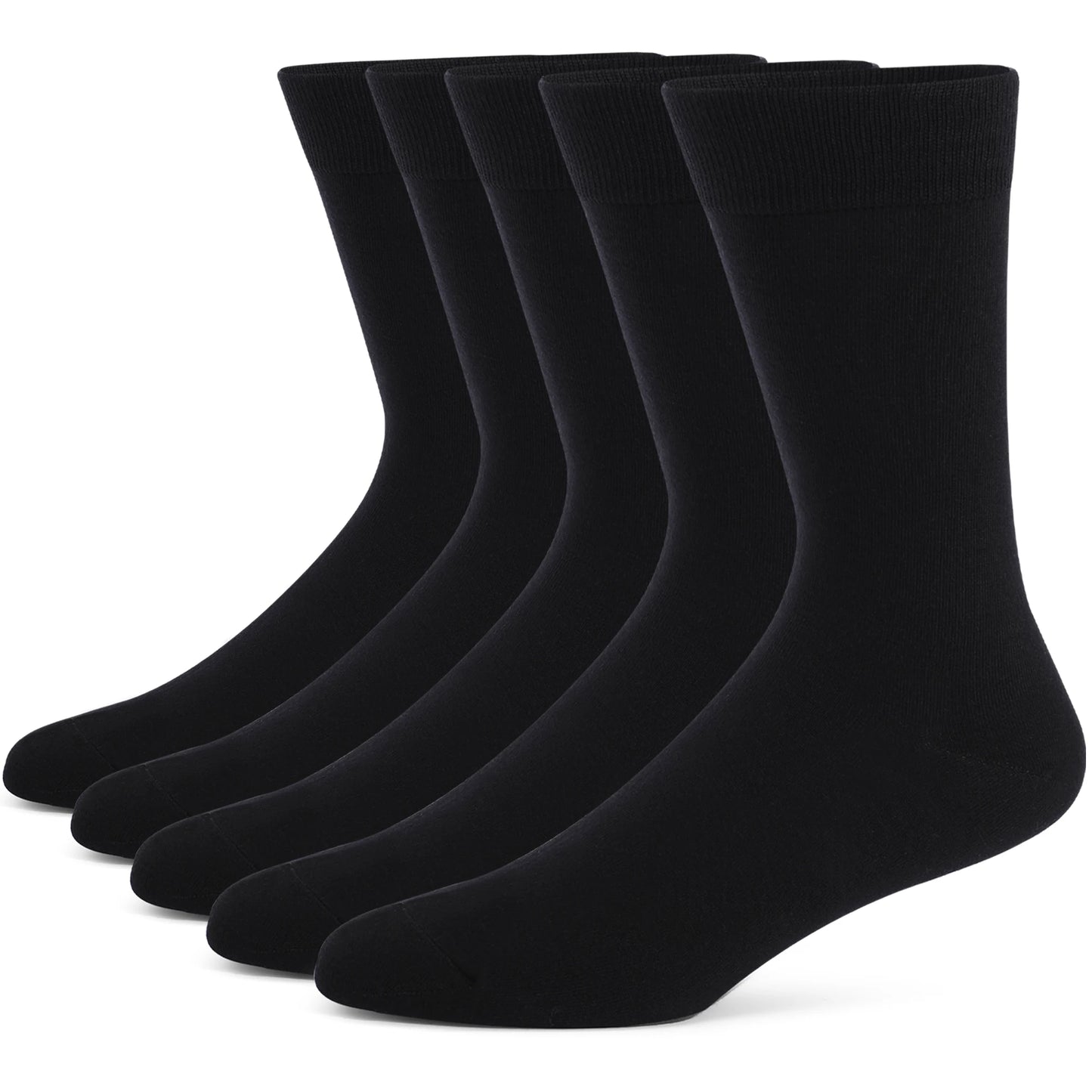 5 Pairs Men's Dress Socks High Quality Combed Cool Breathable Cotton Crew Socks Plus Size