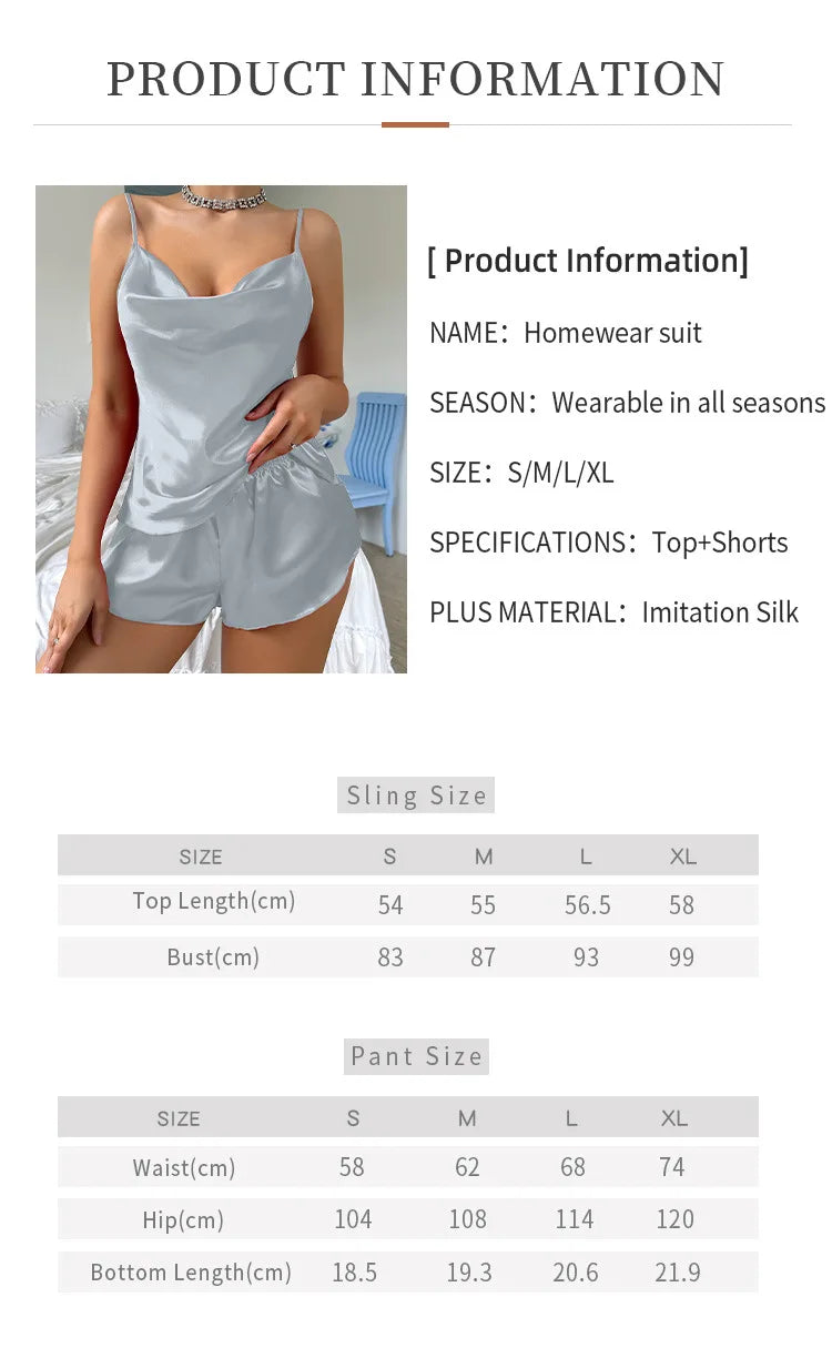 Luxury Silk Women Sleepwear Two-piece Set
