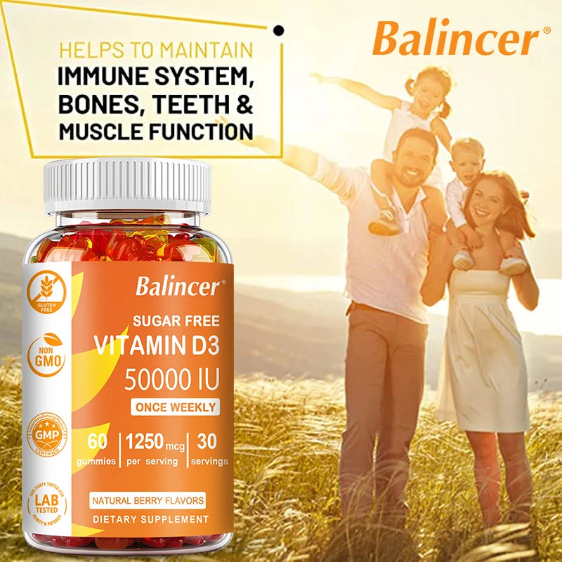 Sugar Free Vitamin D3 Gummies - Supports Mood, Immune System, Energy, Bone, Heart and Joints, Promotes Red Blood Cell Production