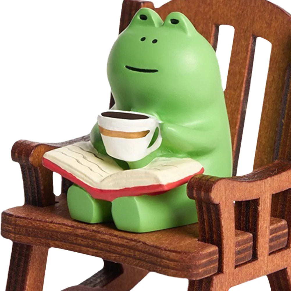 Handmade Miniature Home Office Decoration Frog Rocking Chair Lamp