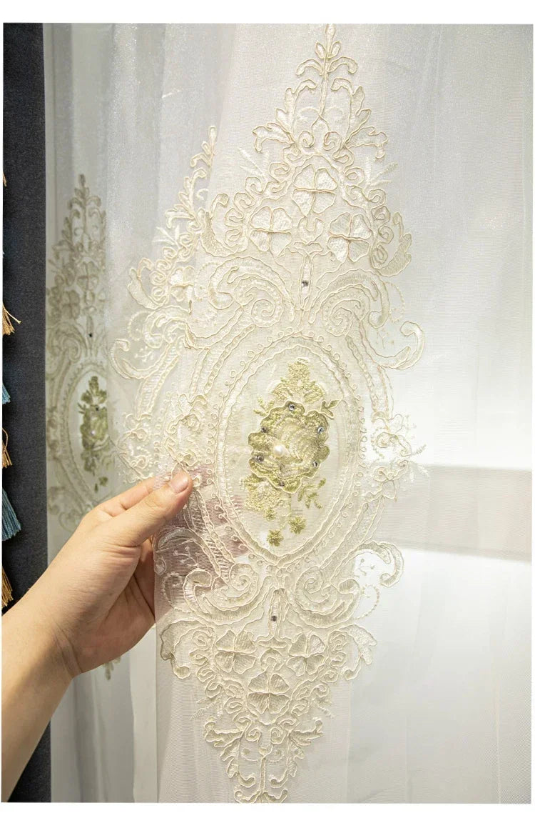 High-end European-style luxury American-style golden and blue shading velvet curtains bedroom living room villa customization