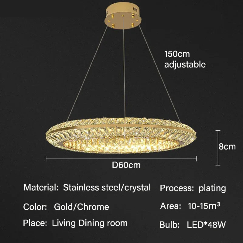 Luxury Crystal LED Pendant Indoor Chandelier Light Villa Living Dining Room Bedroom Hotel