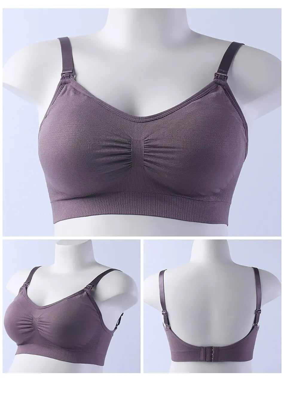 Breastfeeding Bra Upper Buckle Wirefree Seamless Postpartum Removable Chest Pad