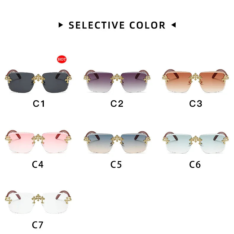 Luxury Steampunk Rimless Square Men Sunglasses UV400