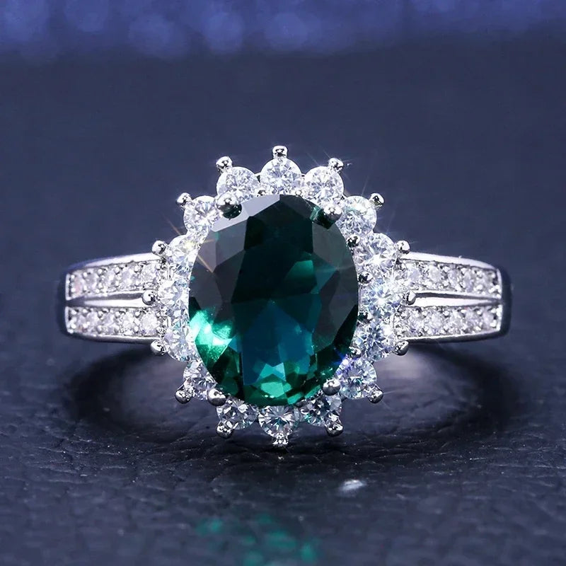 Luxury Fashion Green Zirconia Crystal Ring for Women