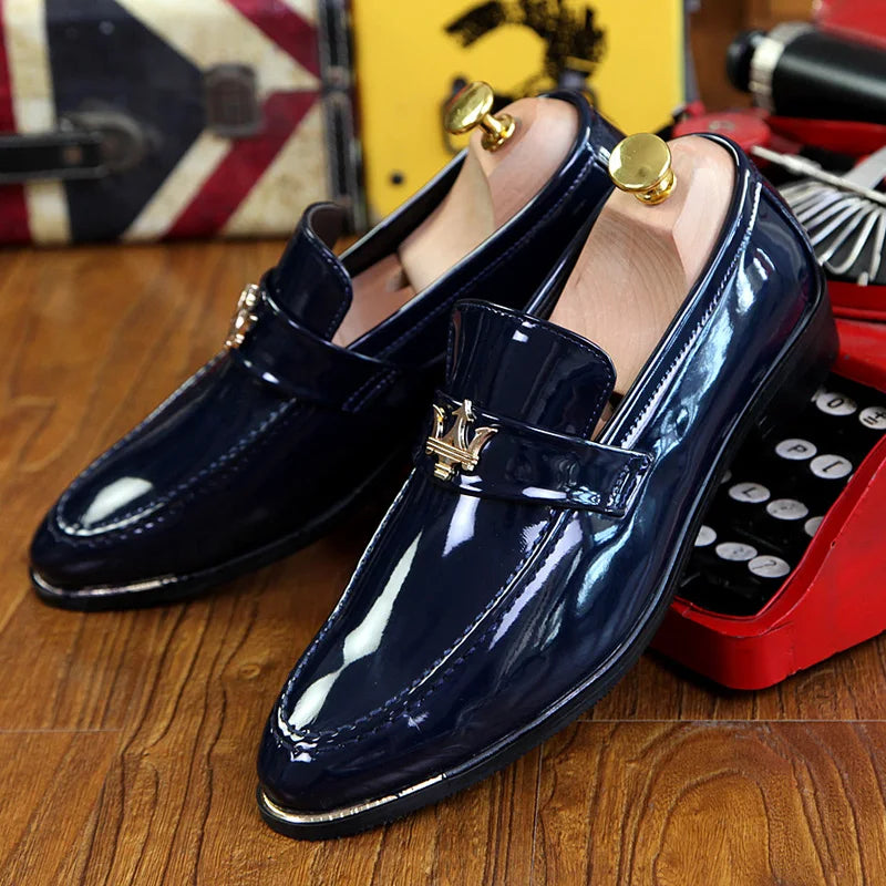 Italian Social Leather Loafers Slip-on Pointed Toe Shoes for Men
