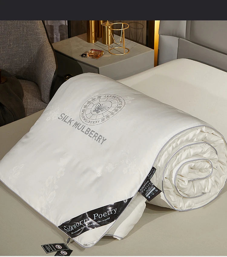 100% Mulberry silk with warm thickened quilt core 5kg winter comforter cotton cover spring autumn home quilt luxury blanket