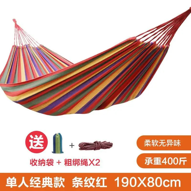Canvas Single Hammock Outdoor Camping Indoor Children's Swing Thickened Striped