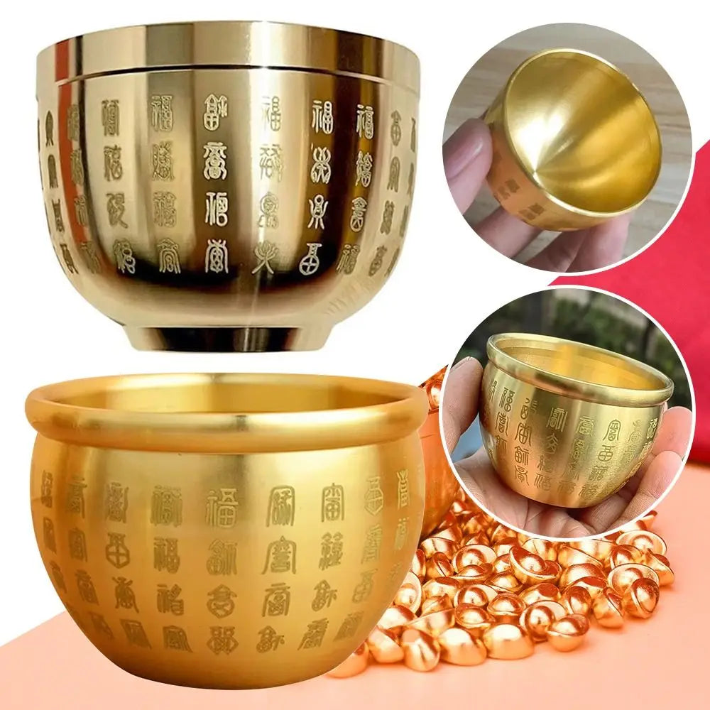 1Pcs Wealth Attracting Pure Brass Cornucopia Small Mini Rice Cylinder 4.5-7cm