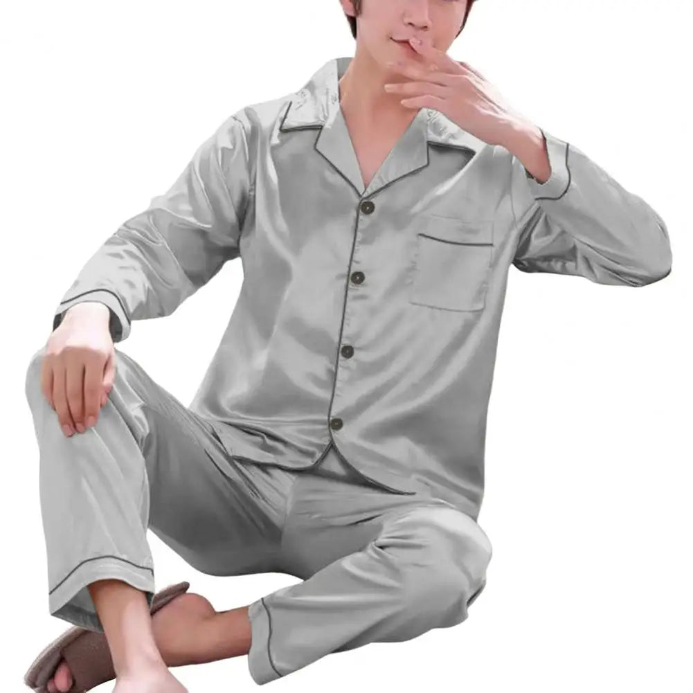 Pajama Sets For Men's Satin Silk