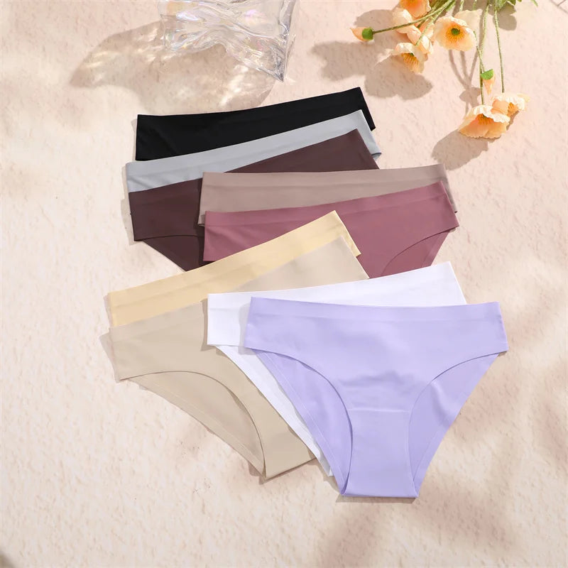 6PCS Women Seamless Panties Ice Silk Ultra Thin soft Low Rise