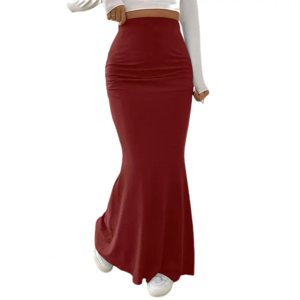 Women's Maxi Skirt Solid Color High Waist