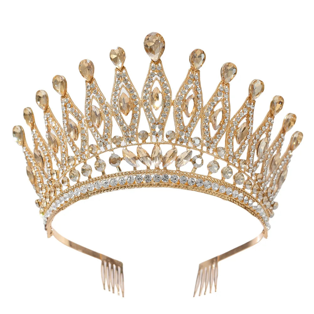 Baroque Large Crystal Crows Tiaras Diadem Comb For Bridal Wedding Party