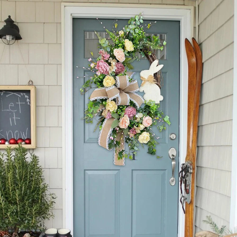 Easter Front Door Spring Cross Wreath