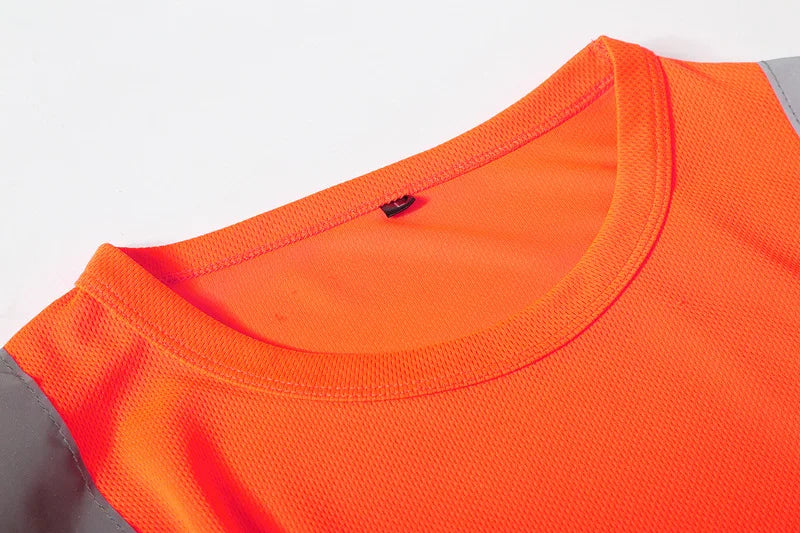 Fluorescent High Visibility T-Shirts Men Reflective Work Safety Shirts