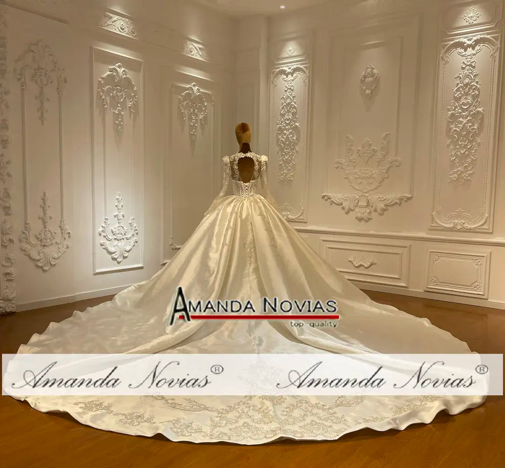 Customized Amanda's Satin Rhinestone Wedding Dress