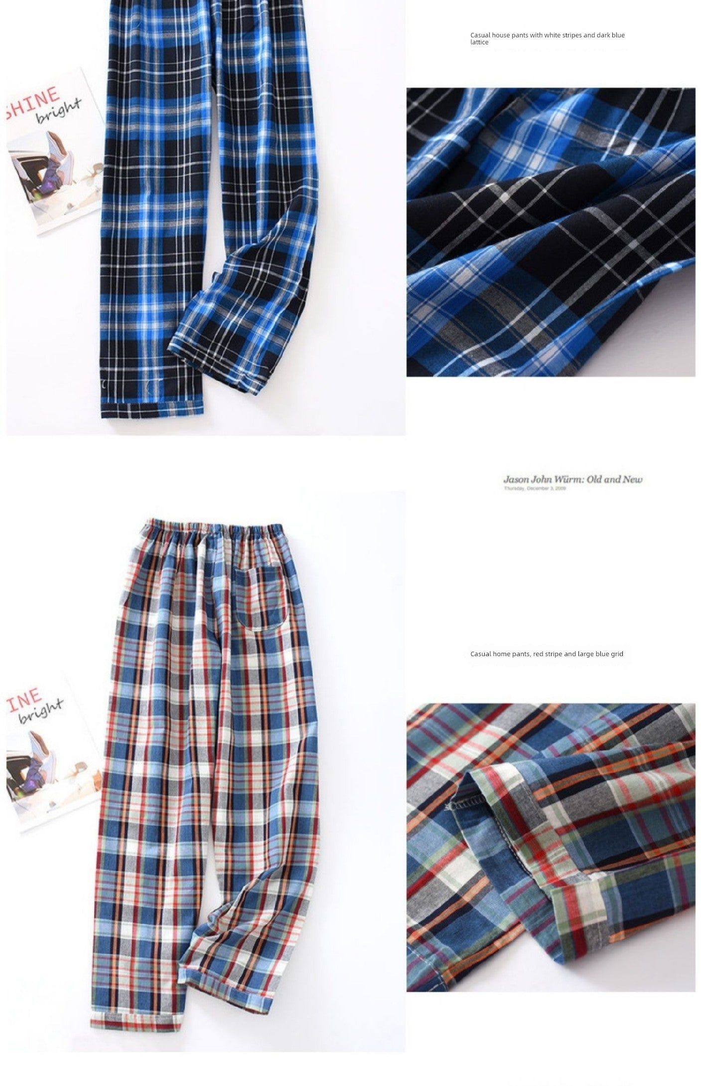Men Pure Cotton Spring and Summer Pajama Pants