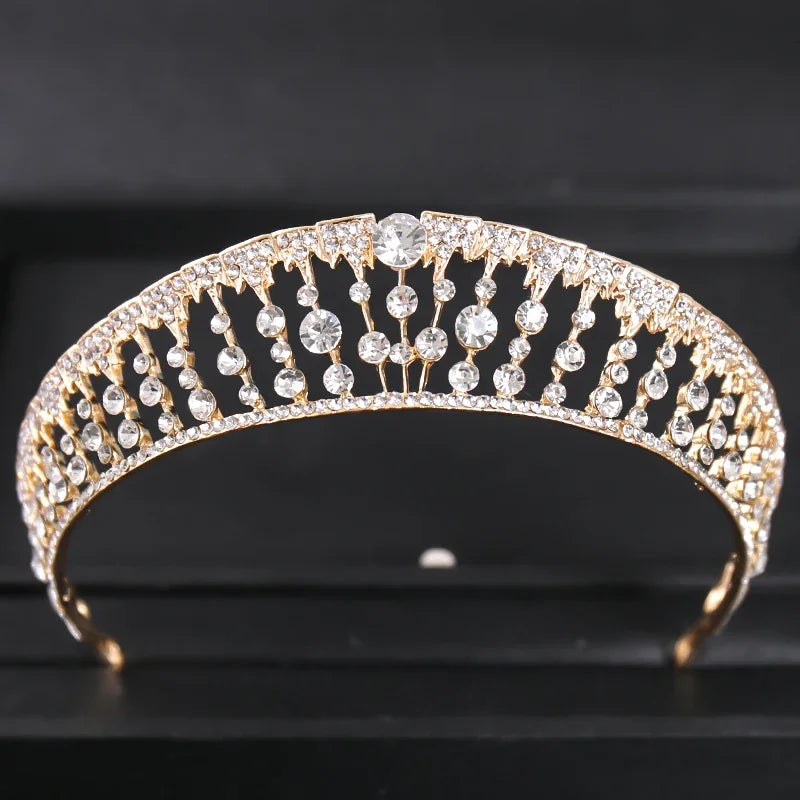 Gold Color Luxury Crystal Wedding Tiaras Crowns Party Rhinestone Prom Bridal Diadem Crown Tiara Hair Jewelry