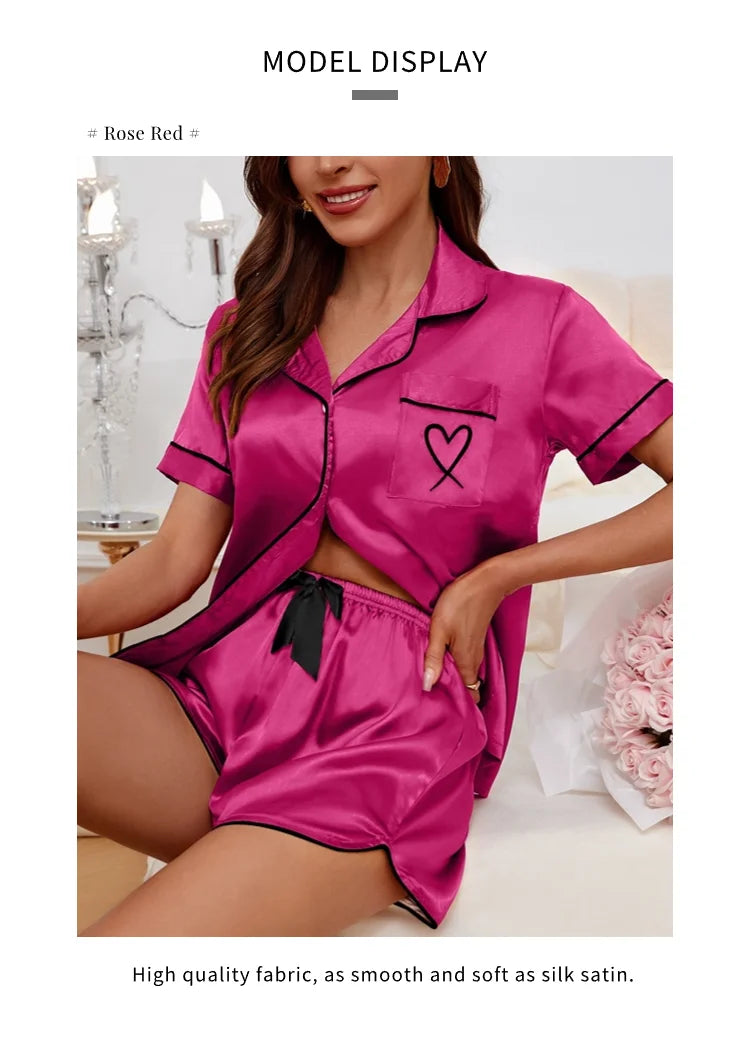 Women's Pajamas Lounge Set Short Sleeve Top & Shorts