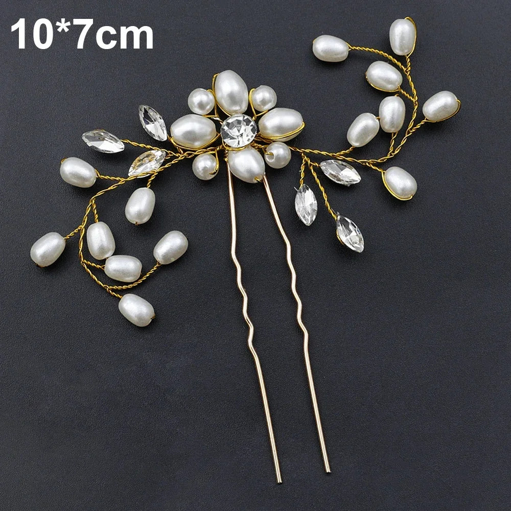 20pcs Elegant Pearl Crystal Hairpin Wedding Bridal U-shaped Metal Hair Comb Forks for Women