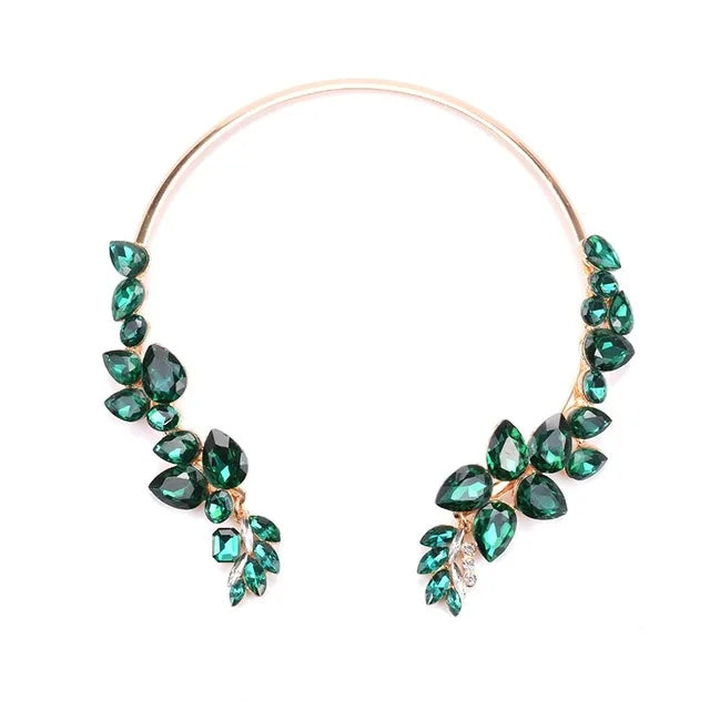 Baroque Open Choker Necklace Women Layered Crystal Tassel Large Collar Necklace Jewelry