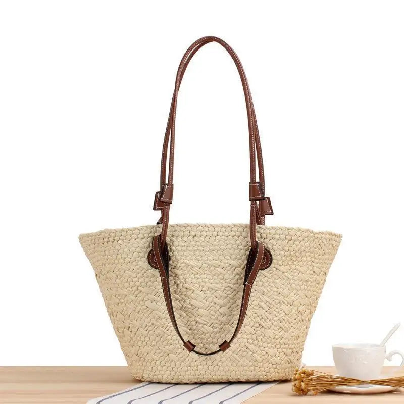 Color Straw Underarm Shoulder Bag, Summer Beach Vacation Travel Tote Bag