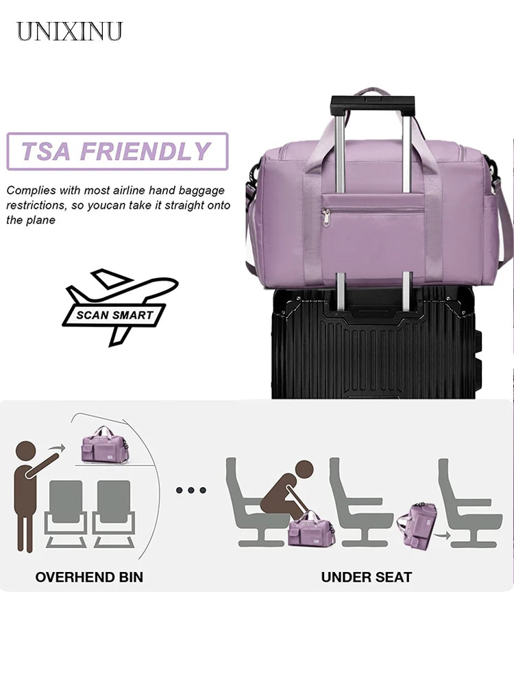 Carry On Travel Bag Large Capacity Bag with Compartment Sports Fitness Bags for Women