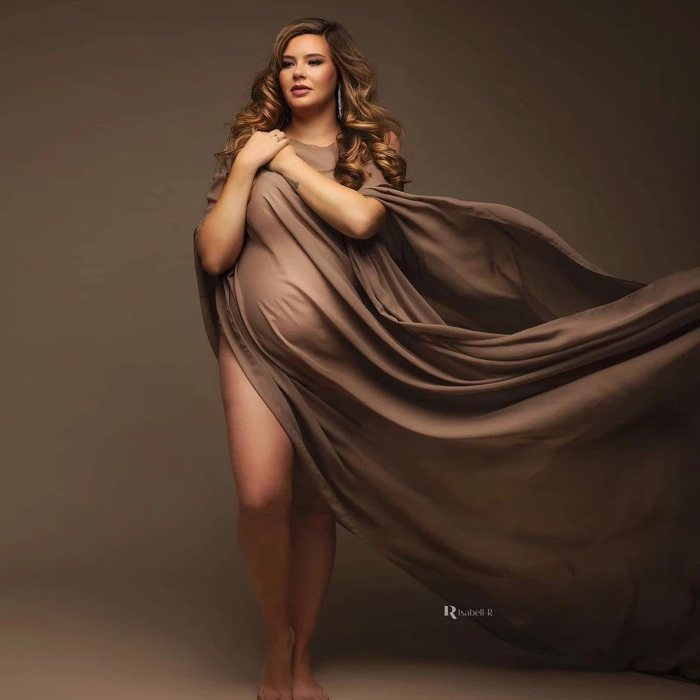 Silk Gown Maternity Photography Dress Chiffon Cloak