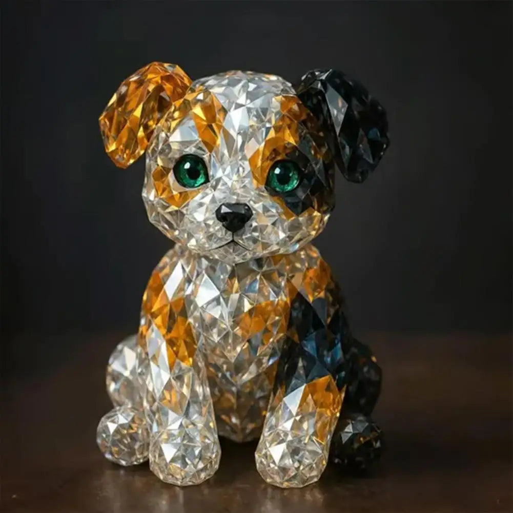 Artificial Crystal Animal Sculpture Clear Glass Figurine Statues for Home Office Decoration Ornament
