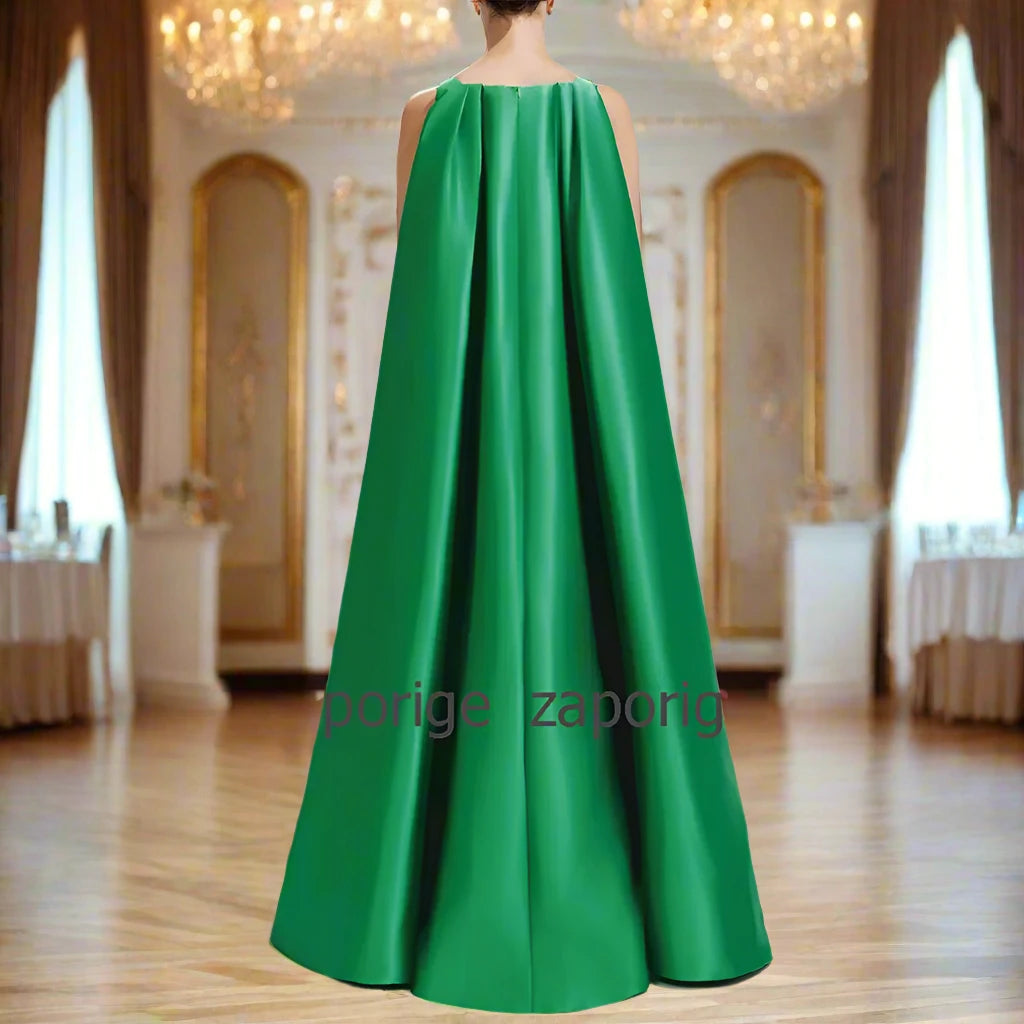 Elegant Luxury Evening Satin Bow Rhinestone Long Dress