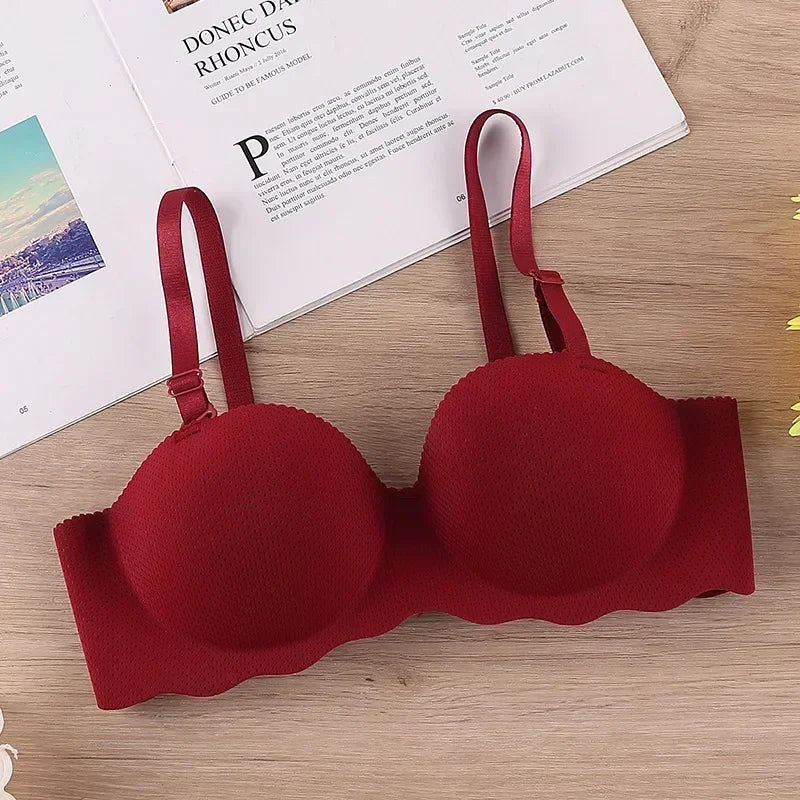 Women Sexy Push Up Seamless Solid Color Wireless One-pieces Bras Convertible Straps Brassiere