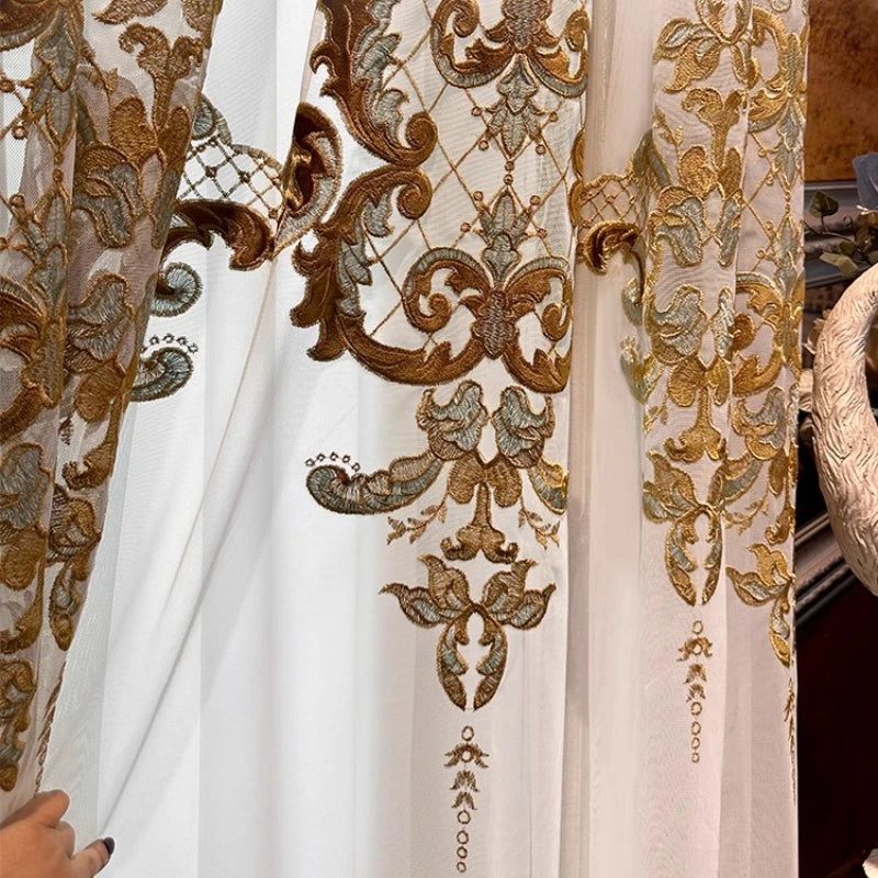 European Style Embroidery Tulle Curtains for Living Room Bedroom Window Screen Customize