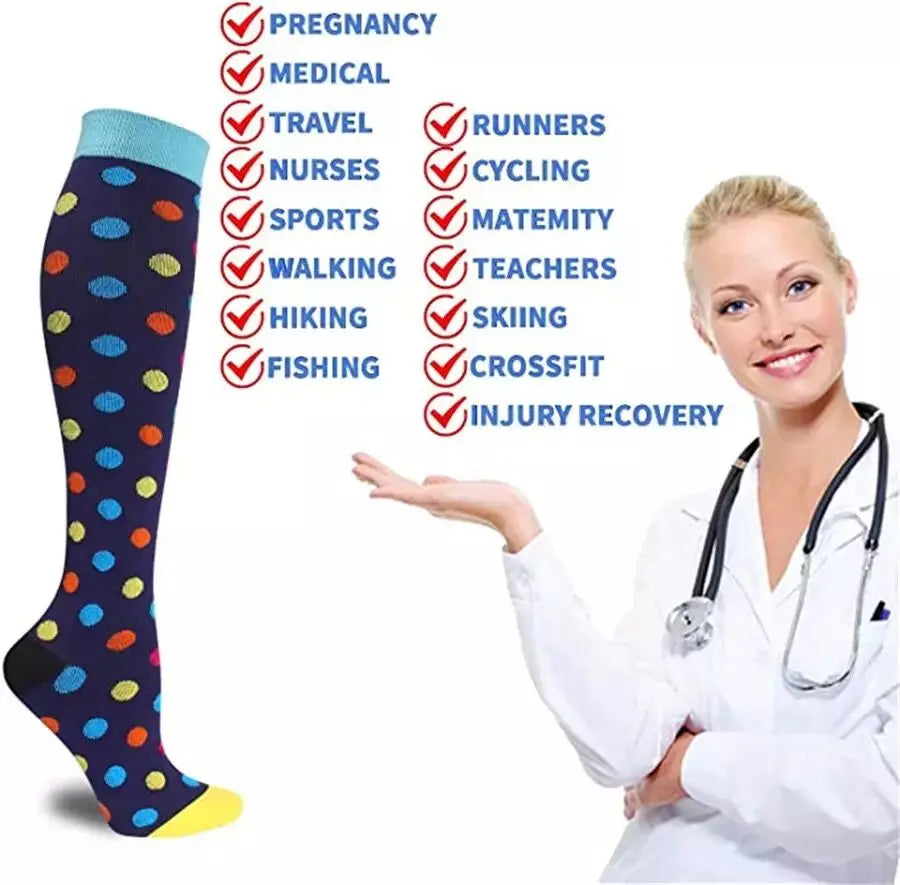 New Compression Socks Men Women Graduated 20-30 Mmhg Fit For Medical Edema Diabetes Varicose Veins, Running Compression Socks